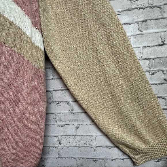 Alfred Dunner Plus Size 3X Womens Sweater Striped Beige Pink Long Sleeve NEW NWT - Picture 9 of 11